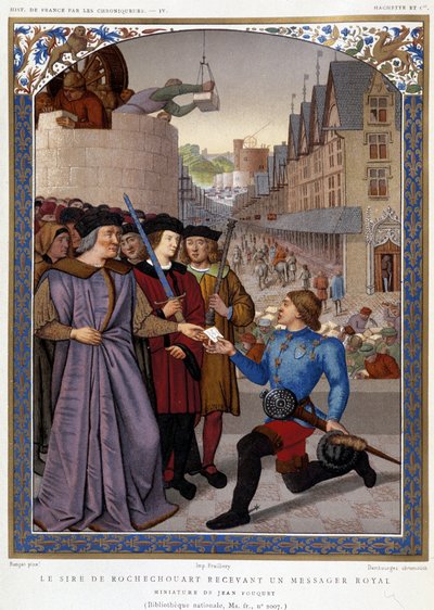 Le Sire de Rochechouart a receber um mensageiro real. segundo Fouquet, em "Les Chroniqueurs de l