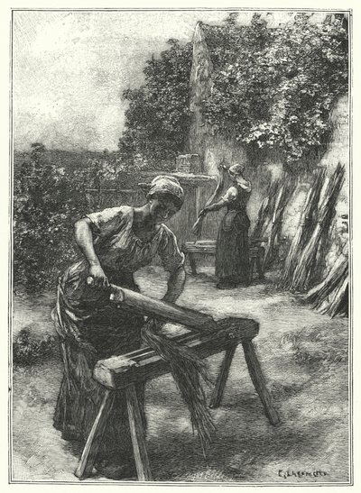 Le Teillage (gravura) de French School