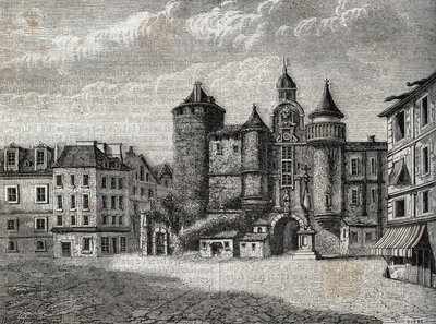 Le Vieux Paris - le Grand Chatelet - Gravura na "História física, civil e moral de Paris: desde os primeiros tempos históricos até aos nossos dias" de Jacques Antoine Dulaure de French School