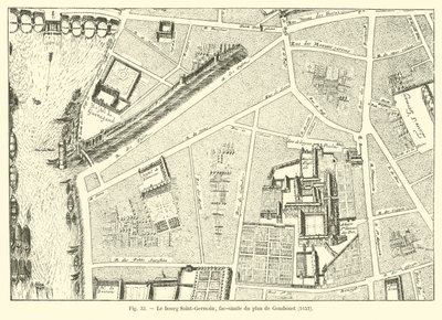 A aldeia Saint-Germain, fac-símile do plano de Gomboust, 1652 de French School