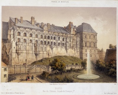 O castelo de Blois - litografia de French School