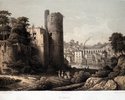 O castelo de Clisson - Litografia de French School