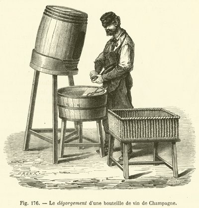 O regurgitamento de uma garrafa de Champagne (gravura) de French School