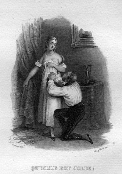Le elle est Jolie Chanson de Beranger em "Oeuvres complete" (1834) de Pierre Jean de Beranger (1780-1857), poeta e compositor francês. de French School