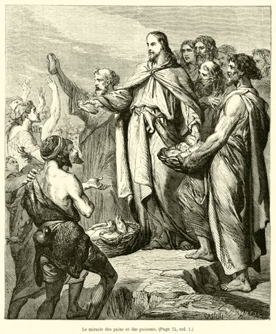 O milagre dos pães e dos peixes (gravura) de French School