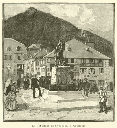 O monumento de Saussure, em Chamonix (gravura) de French School