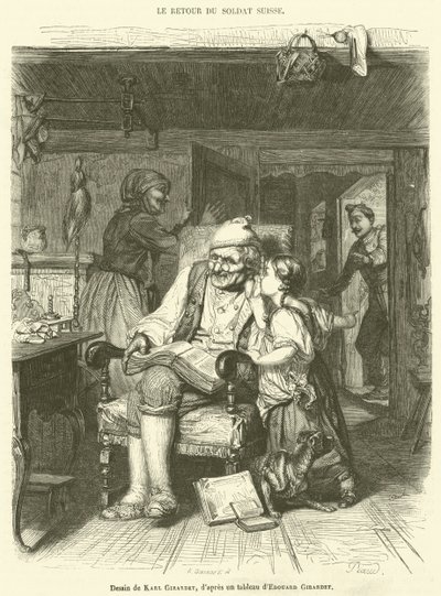 O regresso do soldado suíço (gravura) de French School