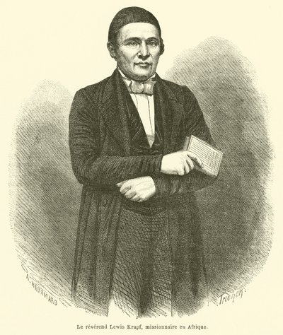 Reverendo Lewis Krapf, missionário na África (gravura) de French School