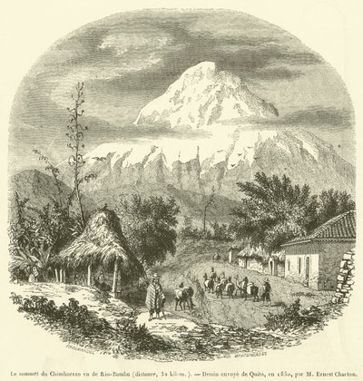 O cume do Chimborazo visto do Rio-Bamba, distância, 32 km (gravura) de French School