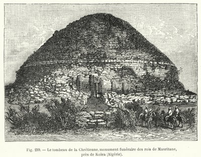 A Tumba dos Cristãos, monumento fúnebre dos reis da Mauritânia, perto de Kolea, Argélia (gravura) de French School