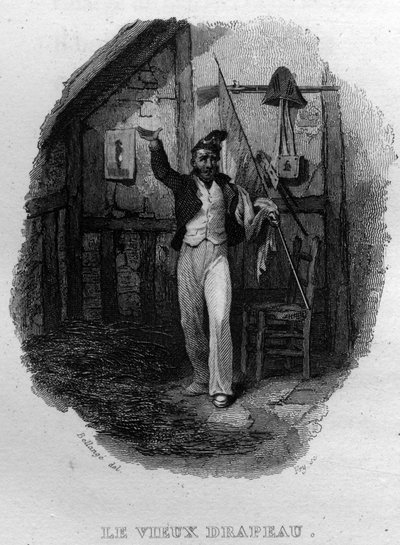 Le vieux drapeau Chanson de Beranger em "Obras completas" (1834) de Pierre Jean de Beranger (1780-1857), poeta e compositor francês. de French School
