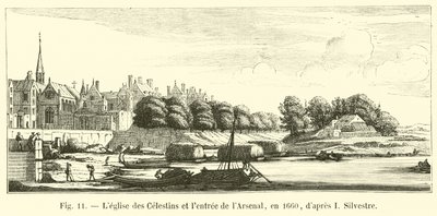 A Igreja dos Celestinos e a entrada do Arsenal, em 1660, de I Silvestre de French School