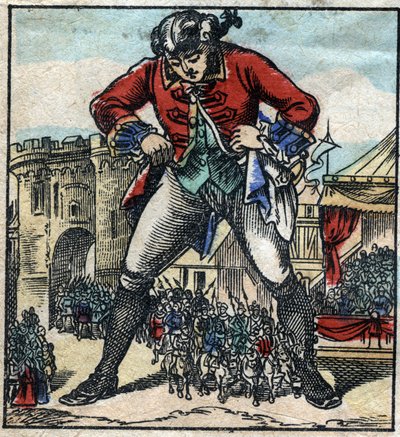 Lemuel Gulliver na terra dos liliputianos. Ilustração para "Gulliver