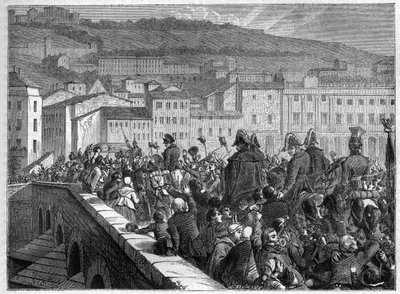Os Cem Dias: a entrada triunfal de Napoleão em Lyon a 10 de Março de 1815 - no "Histoire de l