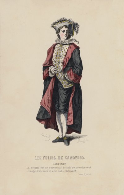 Les Folies De Cardenio, Cardenio (gravura a cores) de French School