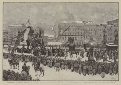 Funeral do Kaiser Wilhelm, O cortejo que passa sob o arco triunfal na Friedrichstrasse, Promenade des Tilleuls (gravura) de French School