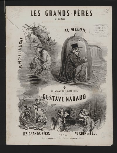 Les Grand Peres, quatro canções filosóficas de Gustave Nadaud (litho) de French School
