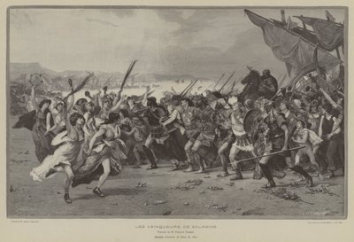 Os vencedores de Salamina (gravura) de French School