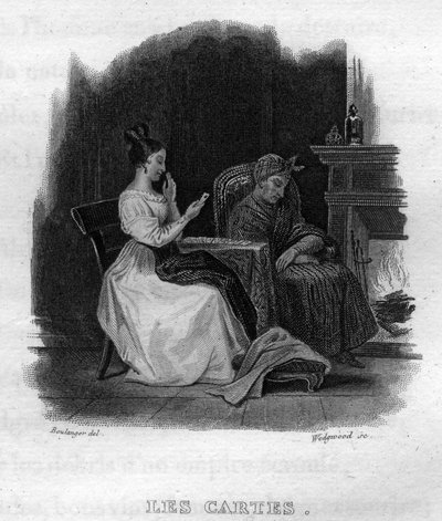 Les cartes Chanson de Beranger em "Oeuvres complete" (1834) de Pierre Jean de Beranger (1780-1857), poeta e compositor francês. de French School