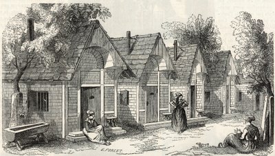Les chalets de la Salpetriere pour les folles agitees - Gravação em "Tableau-de-Paris" de Edmond Texier 1852 de French School