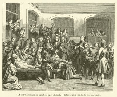 Os convulsionários do cemitério Saint-Medard (gravura) de French School