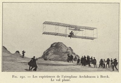 As experiências do avião Archdeacon em Berck, O voo do avião (gravura) de French School