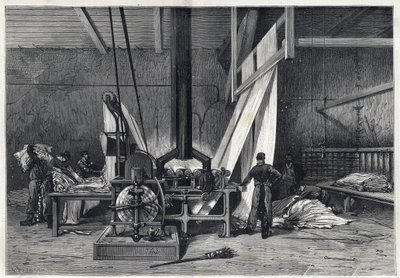 Les grandes usines - Dyeing erie Boutarel a Clichy la Garenne - Le mesh des Etoffes - gravura a partir de 1869 de French School