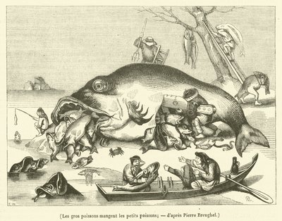 Os peixes grandes comem os peixes pequenos (engorda) de French School