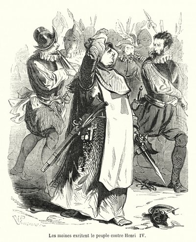 Os monges excitam o povo contra Henrique IV (gravura) de French School