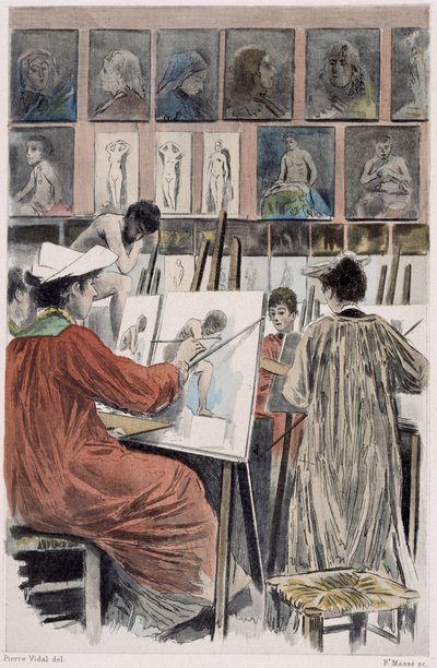 Les paintresses: atelier de dames - in “" Nos contemporains "” by Pierre Vidal de French School