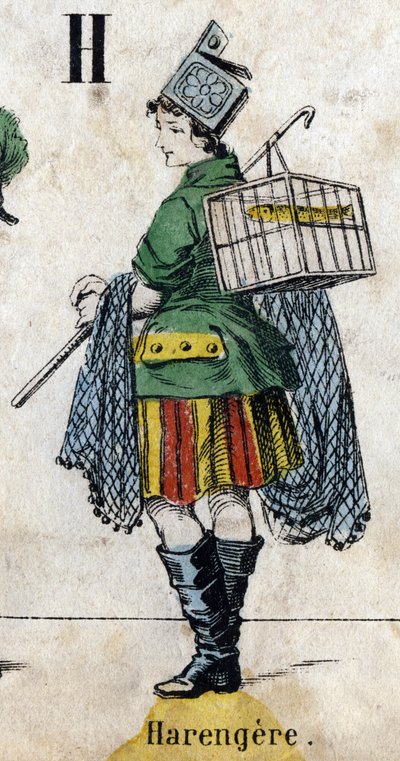 Carta H: Arenque. Gravura em "Alfabeto mascarado". Nova imagem epinal. Impressão-litografia Pinot et Sagaire, editores, Epinal, segunda metade do século XIX . Placa Ná 491 com 25 letras iluminadas. Dim: 40,5x28cm de French School
