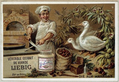 Receitas do Liébig: ganso com castanhas - chromo. Liébig de French School