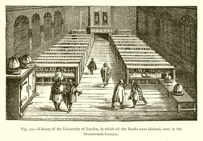 Biblioteca da Universidade de Leyden, na qual todos os Livros foram acorrentados, mesmo no século XVII de French School