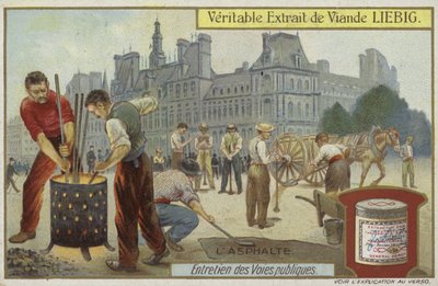 Cartão Liebig com manutenção de estradas de French School