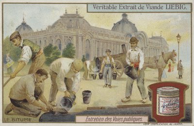 Cartão Liebig com manutenção de estradas de French School