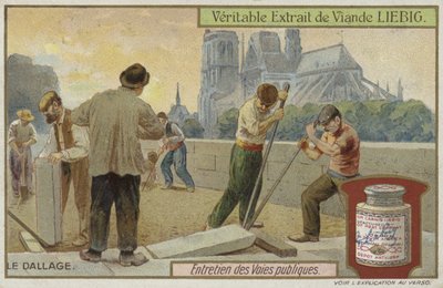 Cartão Liebig com manutenção de estradas de French School