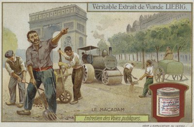Cartão Liebig com manutenção de estradas de French School