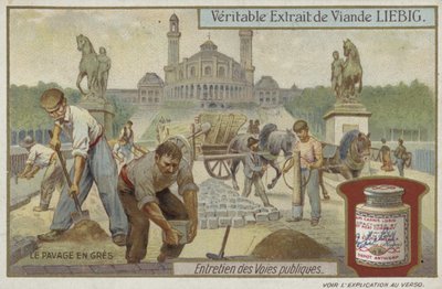 Cartão Liebig com manutenção de estradas de French School