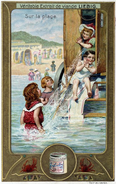 Série de cromolitografias Liebig "Jogo de praia" de crianças. sd. Século XIX de French School