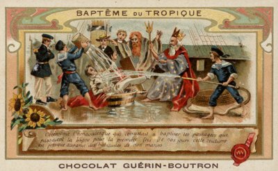 Cerimônia de travessia de linha (chromolitho) de French School