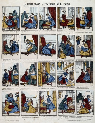 A Pequena Mãe "A Educação da Boneca". Imagem de Epinal, sd. Século XIX. de French School