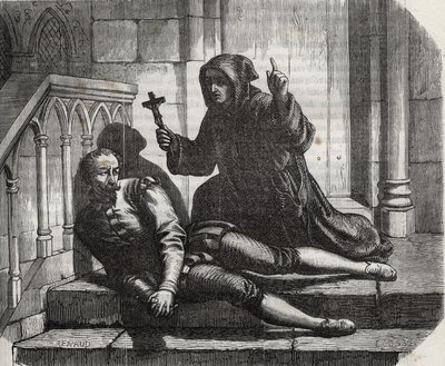Trancado na Torre de Londres, ele só saiu para escalar o andaime: O Chanceler Thomas More (1478-1535) na prisão porque se recusou a conceder o selo real ao casamento do Rei Henrique VIII (1491-1547) com Ana de Boleyn (Anna ou Ann Bolin e Anne Bull) de French School