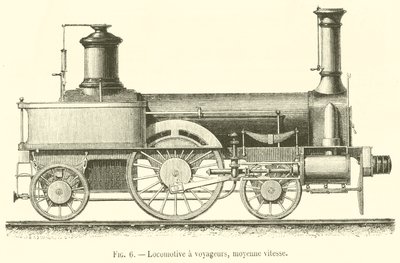 Locomotiva de passageiros, velocidade média (gravura) de French School