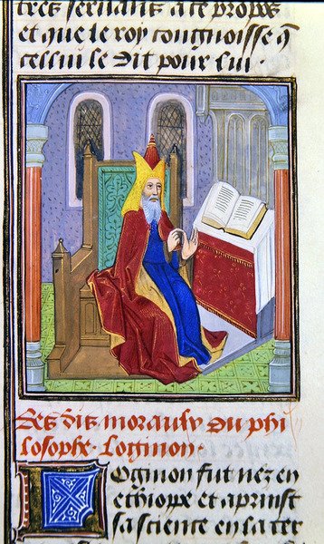 Lomnon, do Histoire des Philosophes, final do século XV (vellum) de French School
