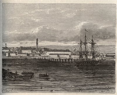 Lorient -Morbihan en Region Bretagne - gravura em "La France illustree: geographie, histoire, administration statistique" de V.A. Malt-Brown. 1884 de French School