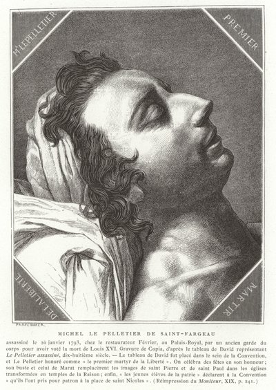 Louis-Michel le Peletier, Marquês de Saint-Fargeau, político revolucionário francês, 1793 de French School