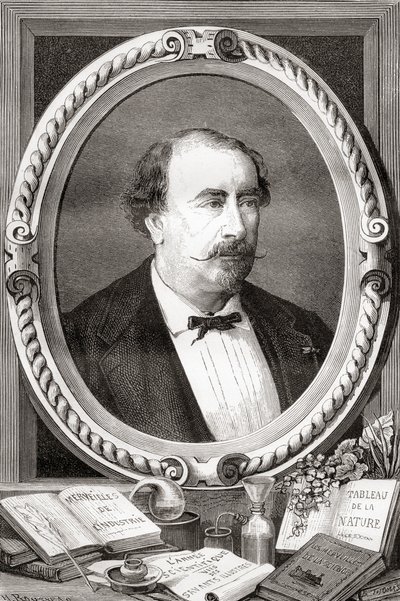 Louis Figuier, cientista e escritor francês, de Les Merveilles de la Science, pub.1870 de French School