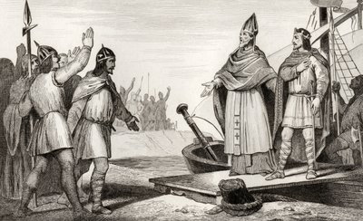 Luís IV (921-54) d&39;Outremer terras na França após a morte de Raoul em 936, de &39;Histoire de France&39; por Colart, publicado c.1840 de French School