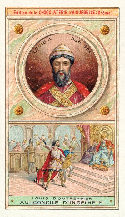 Louis IV da França no Conselho de Ingelheim, 948 (chromolitho) de French School
