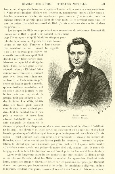 Louis Riel, político canadense e líder do povo Metis das pradarias canadenses de French School